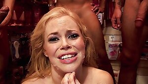 Ass Fucking Gang Bang! Blonde gets Pounded in all 3 Holes. Massive Triple Facial & Swallowing!